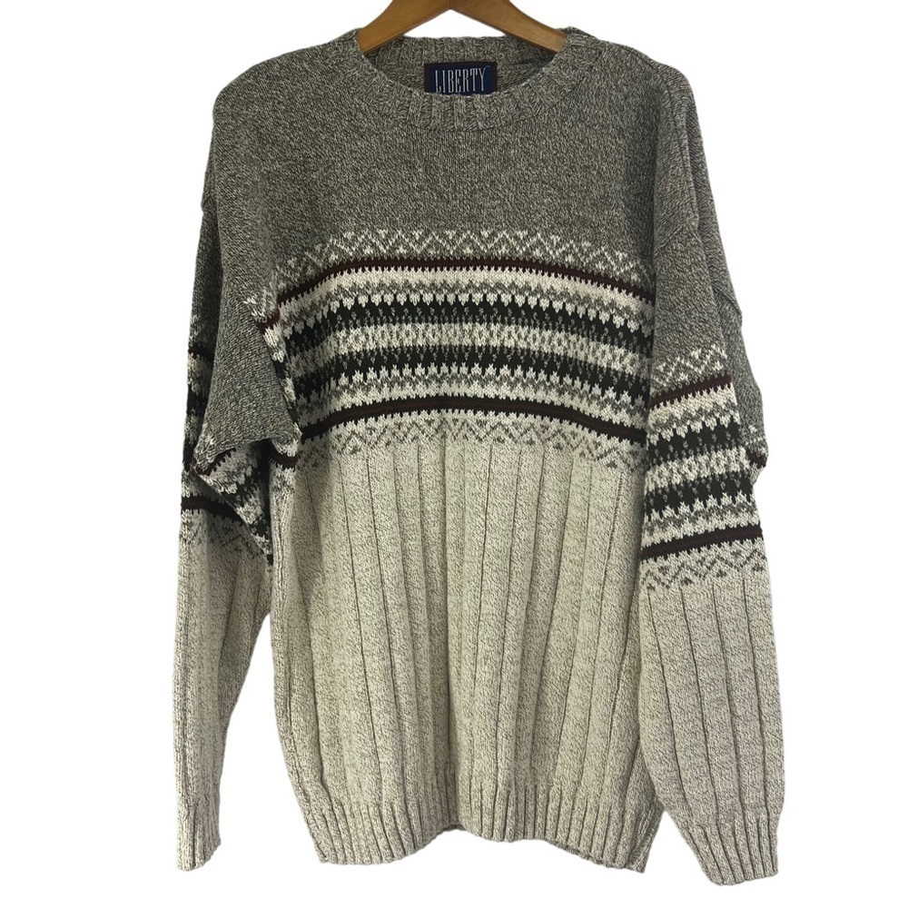 Liberty Mens Medium Fair Isle Chunky Knit Sweater